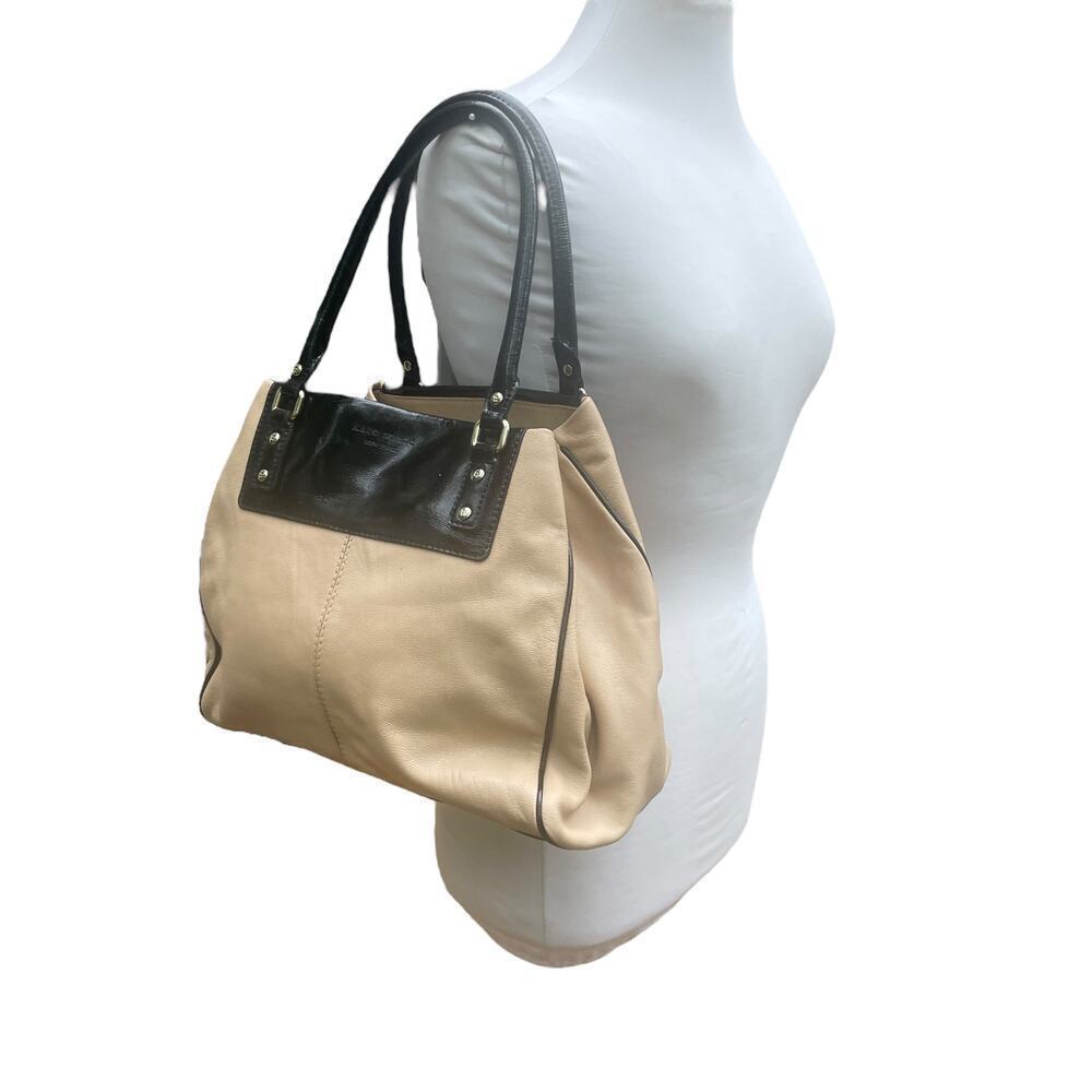 KATE SPADE Boerum Hill Anisha Beige & Black Patent Leather Tote Handbag